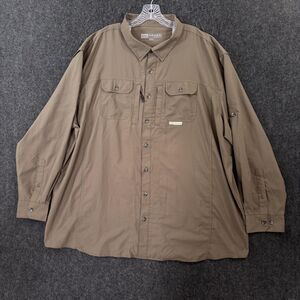 Drake Waterfowl Systems Shirt Men's 3XL Brown Vented Fishing Pockets Performance